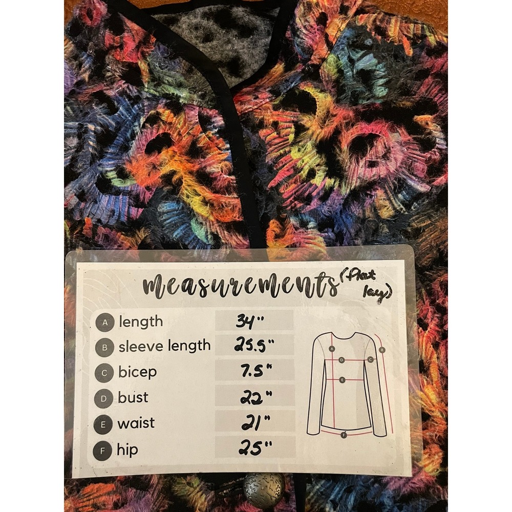 Trimdin Reversible Fuzzy Jacket Med Colorful Abstract Artsy Button Front - Picture 16 of 16